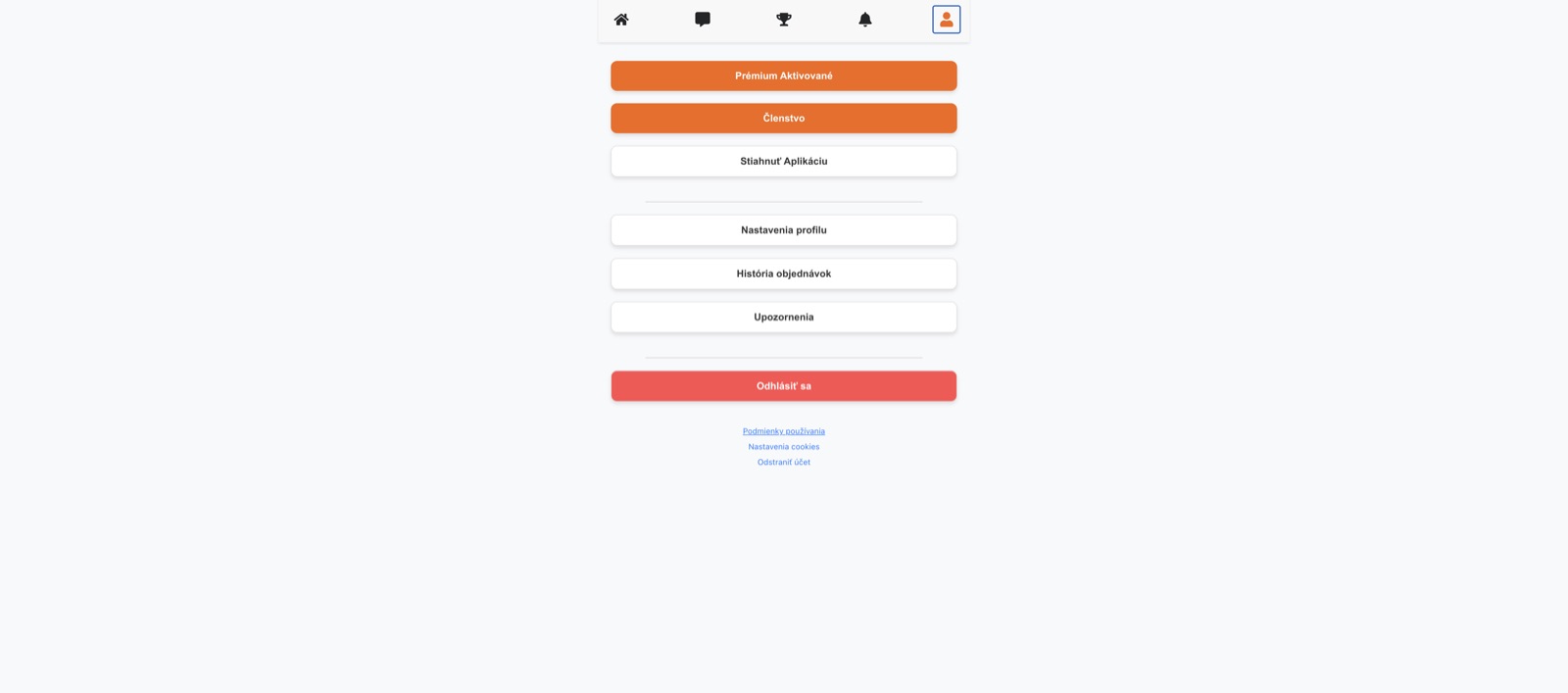 Goly Esa membership screen with an active premium subscription, profile settings and order history